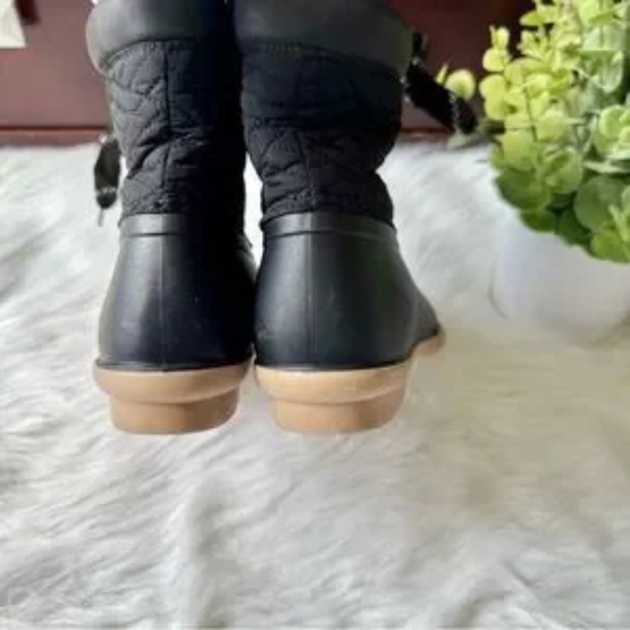 Justice Black Waterproof Duck Boots – Insulated Lace-Up Winter Rain Boots Sz 3/5 - Picture 9 of 10